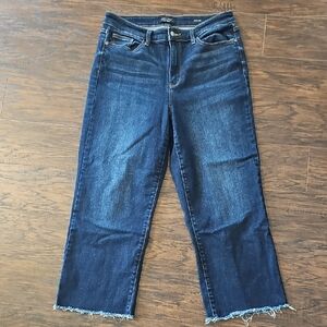Women's Judy Blue Jeans Wide Leg Ankle Jeans Raw Hem